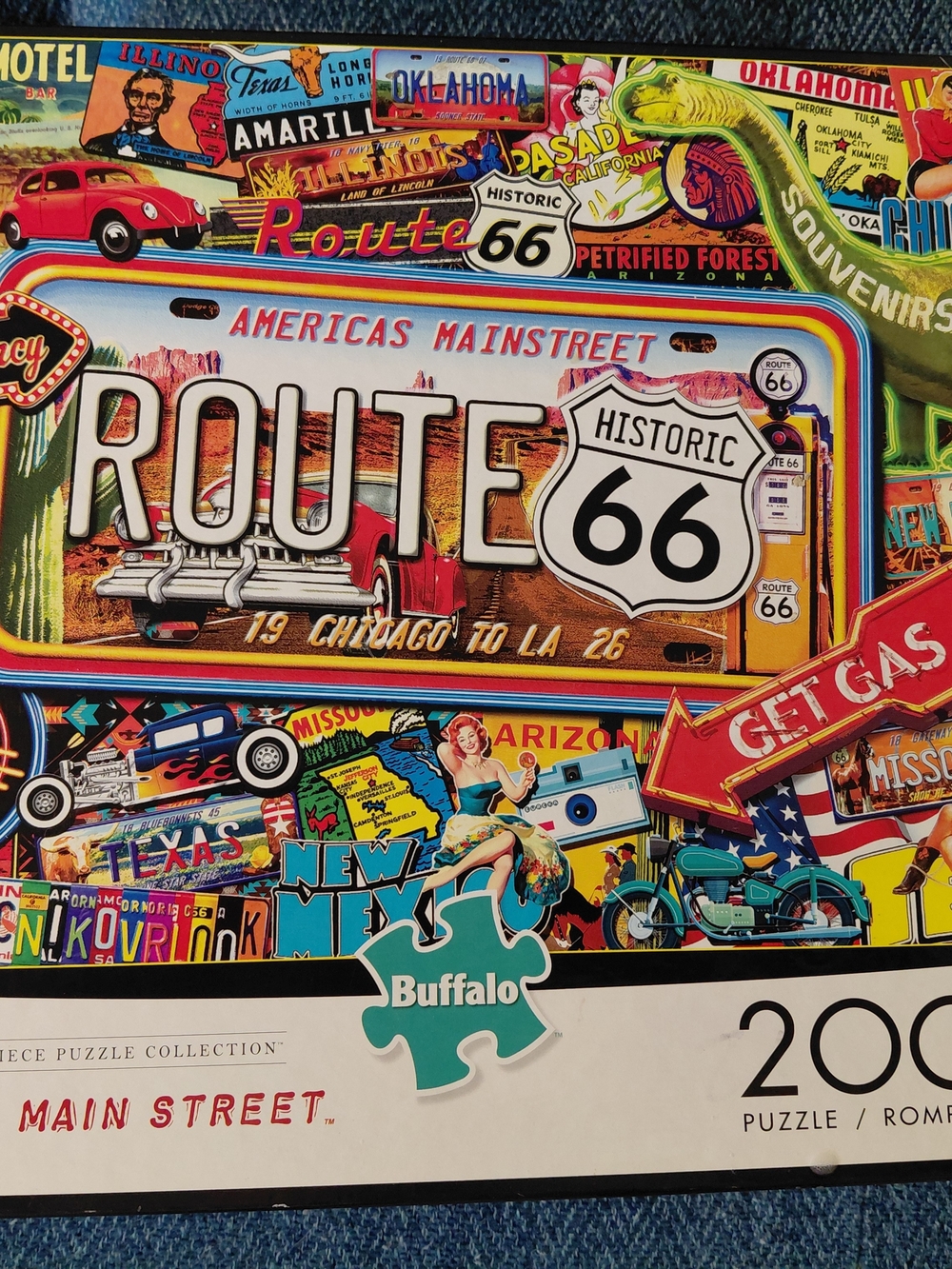 Buffalo David Bitton Route 66 Vintage License Plate Collage Puzzle